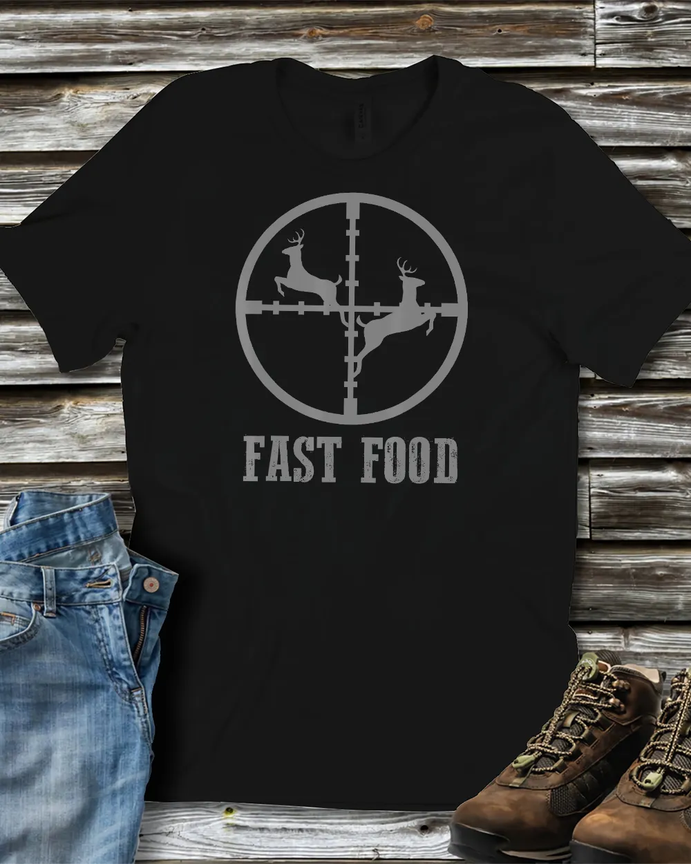Deer Hunting Funny Hunter Fast Food Gift T-shirt Unisex Standard T-Shirt black s