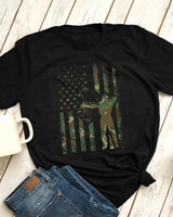 Camo American Flag Buck Hunting Gift for Bow Hunter T-Shirt Unisex Standard T-Shirt black s